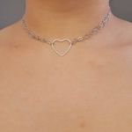 Colar Choker Folheado A Prata 925 Coração 