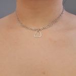 Colar Choker Folheado A Prata 925 Coração 