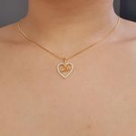 Colar Folheado A Ouro 18K Com Zircônia Coração Love 