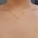 Colar Folheado A Ouro 18K Com Zircônia Coração 