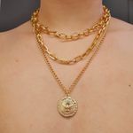 Colar Triplo Elos Folheado A Ouro 18K Pomba Da Paz 