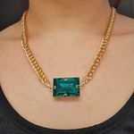 Colar Elos Folheado A Ouro 18K Verde 