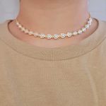 Colar Folheado A Ouro 18K Coração Perolado 