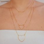 Colar Triplo Folheado A Ouro 18K Coração 