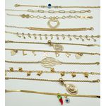 Lote Com 12 Pulseiras Folheadas a Ouro 18K Sortidos 2