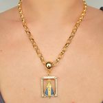 Colar Elos Folheado A Ouro 18K Nossa Senhora Aparecida Com Zircônia 