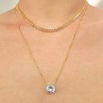 Colar Duplo Folheado A Ouro 18K Riviera Com Ponto De Luz 