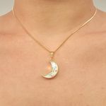 Colar Folheado A Ouro 18K Cápsula Lua Sal Grosso 
