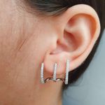 Brinco Ear Hook Com Zircônia Detalhado Prata 