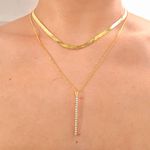 Colar Duplo Laminado Folheado A Ouro 18K Detalhado 