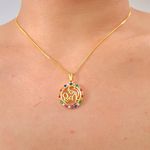 Colar Folheado A Ouro 18K Com Zircônia Mãe e Filho Colorido 