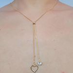 Colar Gravatinha Folheado A Ouro 18K Coração (Antialérgico) 