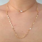 Colar Duplo Folheado A Ouro 18K Ponto De Luz (Antialérgico) 