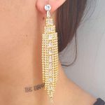 Brinco Franja Folheado a Ouro 18K Cascata (Antialérgico) 