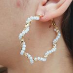 Argola Folheada a Ouro 18K Pérolas 