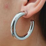 Argola Folheada a Prata 925 Lisa Grande 