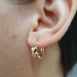 Mini Argola Com Zircônia Coração Dourado 