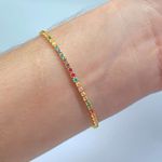Pulseira Folheada A Ouro 18K Zircônia Colorida