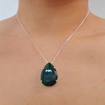 Conjunto Folheado A Prata 925 Pedra Verde 