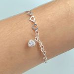 Pulseira Folheada A Prata 925 Coração 