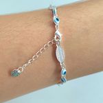 Pulseira Folheada A Prata 925 Olho Grego e Navete 