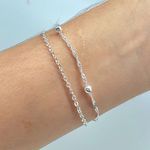 Pulseira Dupla Folheada A Prata 925 Bolinhas 