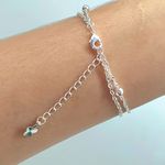 Pulseira Dupla Folheada A Prata 925 Bolinhas 