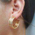 Argola Folheada a Ouro 18K Detalhada 