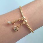 Pulseira Cilindral Folheada A Ouro 18K Pingentes Femininos 