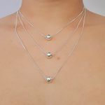 Colar Triplo Folheado A Prata 925 Esferas 