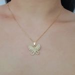 Colar Folheado a Ouro 18K Com Zircônia Borboleta 