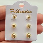 Kit De Brincos Folheados a Ouro 18K Esferas 