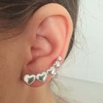 Brinco Ear Cuff Folheado a Prata 925 Coração 