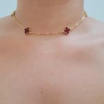 Colar Folheado a Ouro 18K Trevo Vermelho 