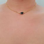 Colar Choker Folheado a Ouro 18K Coração Preto 