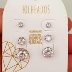 Kit De Brincos Folheados a Prata 925 Pontos De Luz 