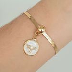 Pulseira Folheada A Ouro 18K Laminada Com Pomba Da Paz 