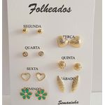 Kit De Brincos Semaninha Folheados a Ouro 18K Sortidos 