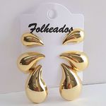 Kit De Brincos Folheados a Ouro 18K Gotas 