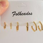 Kit De Mini Argolas Folheadas a Ouro 18K Hexagonal 