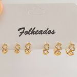 Kit De Mini Argolas Folheadas a Ouro 18K Coração 