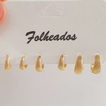 Kit De Mini Argolas Folheadas a Ouro 18K Texturizadas 