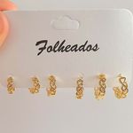 Kit De Mini Argolas Folheadas a Ouro 18K Trançadas 