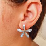 Brinco Orquídia Dourada Azul 