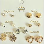Kit De Brincos Semaninha Sortidos Dourado 