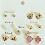 Kit De Brincos Semaninha Trevo Dourado