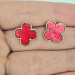 Conjunto Dourado Trevo Vermelho 