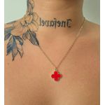 Conjunto Dourado Trevo Vermelho 