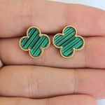 Conjunto Dourado Trevo Verde 