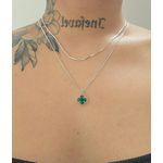 Colar Duplo Folheado a Prata 925 Trevo Verde 